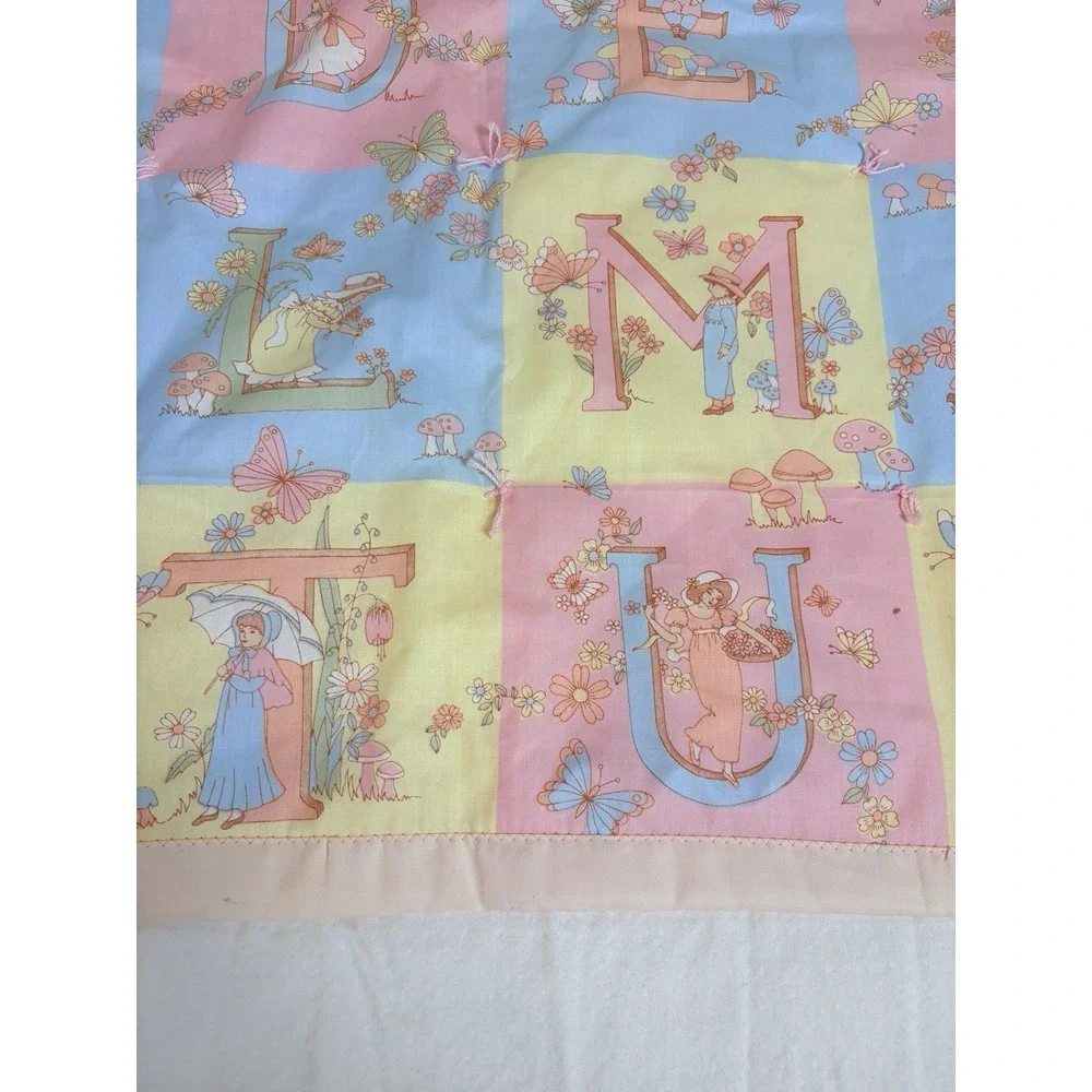 Baby Coverlet Alphabet Butterflies Flowers Victorian Blanket Lightweight 31